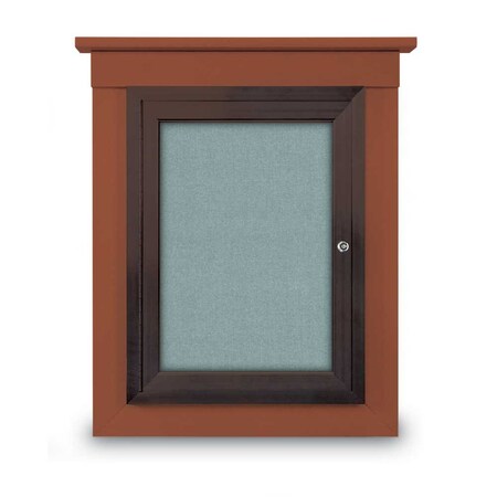 United Visual Products 42"x32" 2-Door Enclosed Letterboard, Header, Green Felt/Walnut UV26235HD-WALNUT-GREEN